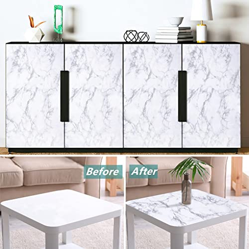 Arthome White Marble Peel and Stick Wallpaper Removable for Countertop - color: White Marble, size: 11.8" x 100"