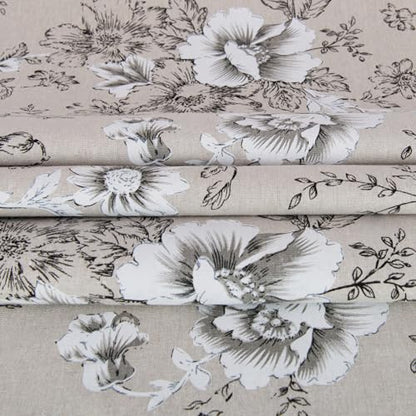 Linen Floral Upholstery Fabric by The Yard,5 Yard 62 Inch Width - size: 5 Yard