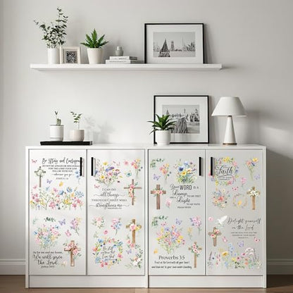 12 Pcs Bible Verse Floral Rub-On Transfers for Furniture & Crafts - style: Bible Verse Floral
