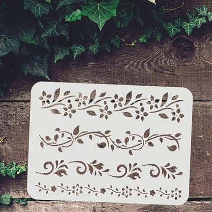 FINGERINSPIRE Flower Border Stencil (4 Style) 11.7x8.3inch Vines Stencil