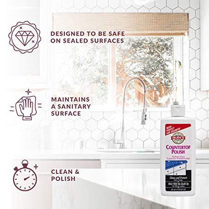 HOPE'S Countertop Restoration Polish, Streak-Free Kitchen Counter Cleaner, No Buildup on Countertops, Quartz, Marble, Corian, Composite, and Granite Polish, 8 Fl Oz, Pack of 12 - style: 8 Fl Oz (Pack of 12)