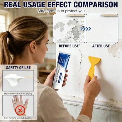 Efficient Drywall Repair Kit, Quick Drying Wall Repair Paste with Scraper & Sandpaper, Durable Spackle Wall Repair, Upgrade Wall Mending Agent for Holes & Cracks, Dents & Small Damage (2 Pcs) - color: 2 Pcs