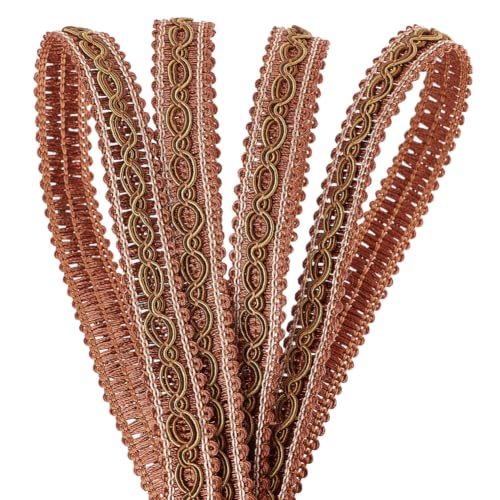 PH PandaHall 32 Yards Brown Braid Tirm for Sewing, 0.6 inch(16mm) Polyester Basic Fringe Trim Fabric Gimp Braid Trim Ribbon for Upholstery Costume DIY Crafts Jewelry Making Curtain Costume Decoration - color: Saddle Brown
