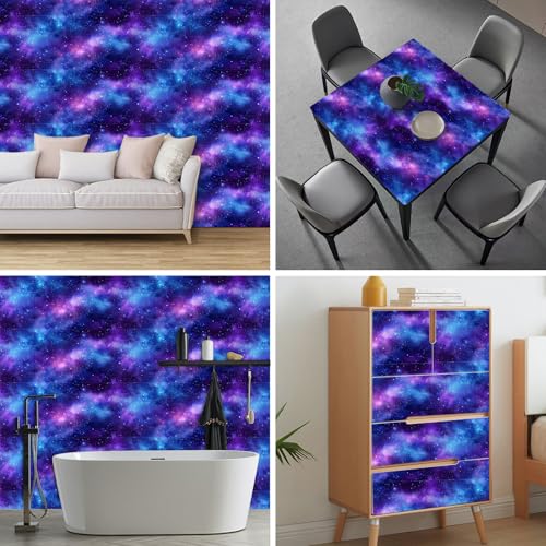 HOMETITUTE Galaxy Space Peel and Stick Vinyl Wallpaper 118.1 x 17.7 Inch - color: Galaxy