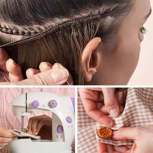 VCAY Hair Extension Sewing Kit,3 Rolls Weaving Thread,10 Curved Needles - color: Threads