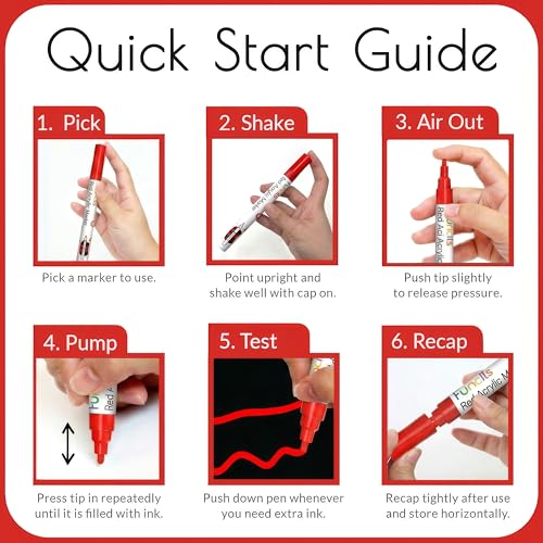 5 Red Paint Pens - Permanent Marker for Rock Painting, Wood, Tire - color: Red