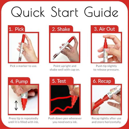 5 Red Paint Pens - Permanent Marker for Rock Painting, Wood, Tire - color: Red