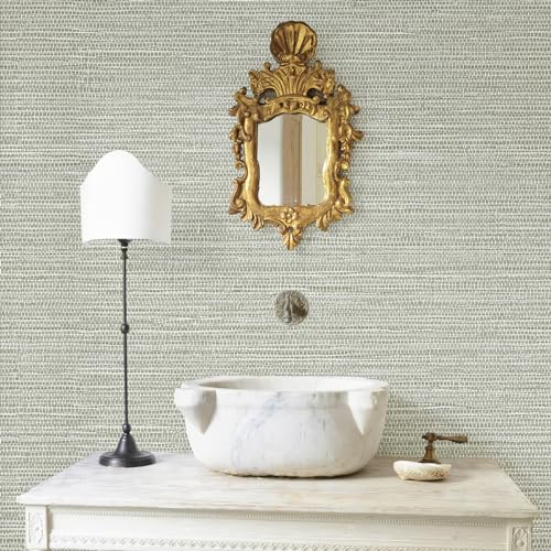 JiffDiff Grasscloth Wallpaper Peel and Stick Cream Grassweave Stick on Wallpaper Textured Self Adhesive Wall Paper Contact Paper 1181" x 17.3" - color: withered, size: 17.3" x 1181"