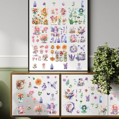 Wxiben 12 Pcs Fairy Flower Rub on Transfers for Crafts and Furniture - style: Fairy