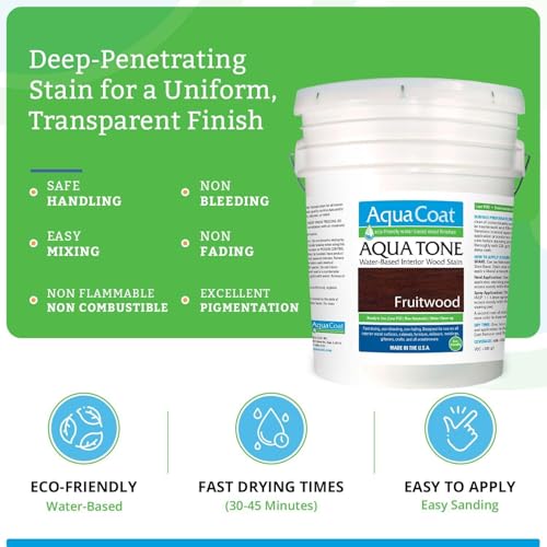 Aqua Coat Aqua Tone Water-Based Wood Stain (5-Gallon, Fruitwood) - color: Fruitwood, size: 5 Gallon