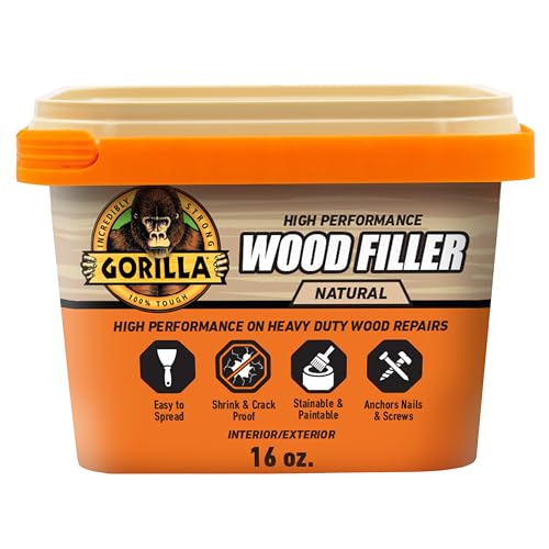 Gorilla All Purpose Wood Filler, Natural Finish, 16 oz Tub, 1-Pack - size: 16 oz Tub (1-Pack)