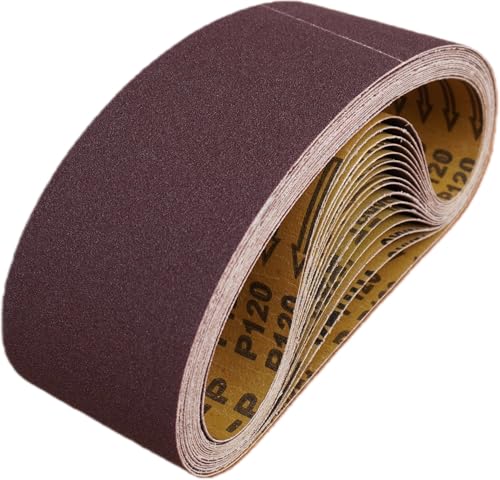 3 x 21 Inch Sanding Belts 120 Grit, 16 Pack - size: 120 Grit