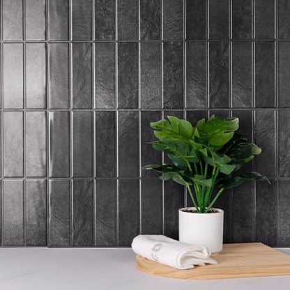 Peel and Stick Tile, Self-Adhesive Kitchen Backsplash Matte Finish - color: Ash Black