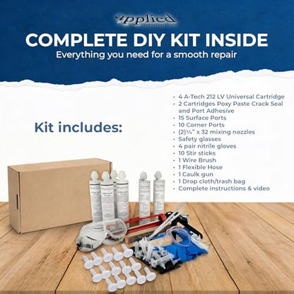 6–10 Ft DIY Foundation Wall Crack Repair Kit, Waterproof Epoxy Concrete Crack Filler, Stops Leaks, 12,000 PSI Structural Strength, Fast Gel Time, Professional-Grade Home Improvement Repair Solution