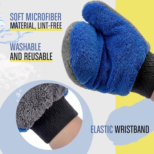 Paint Mitt Stain Gloves Reusable Microfiber - color: Gray,blue