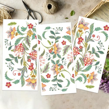 OLYCRAFT 3pcs/Set Boho Rub on Transfers for Furniture and Crafts 6x12 inch Paisley Furniture Decals Flower Theme Transfer Stickers Rub on Decals for Wood Furniture Home Decor - style: Paisley