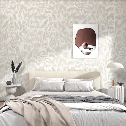 Theper Beige Peel and Stick Wallpaper Modern Contact Paper 17.3"×78.8" - color: Yellow, size: 17.3" x 78.8"