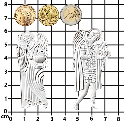 Art Molds for Polyclay Air Dry Clay Plaster, 2 Carved Archangel Symbols - color: Archangel