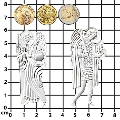 Art Molds for Polyclay Air Dry Clay Plaster, 2 Carved Archangel Symbols - color: Archangel