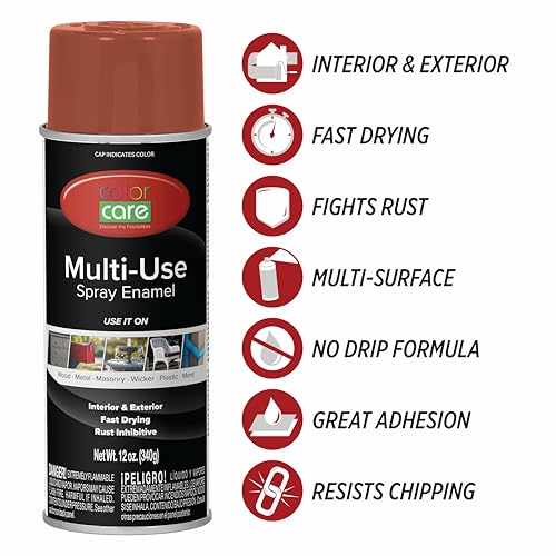 Spray Paint, 12 oz, 6-Pack (Red Oxide Primer) – All-Purpose, Indoor & Outdoor, Rust Resistant, for Wood, Metal, Plastic & Masonry - color: Red Oxide Primer