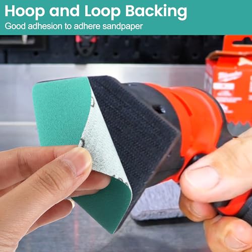 50PCS Detail Sander Sandpaper Compatible with M12 Sanders, 80, 120, 150, 180, 240 Grit (10 of Each) Triangle Sanding Sheets, 3.5 X 2.5in, Heavy Duty Hook & Loop Detail Sanding Paper