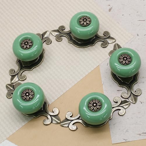 Ceramic Knobs, Green Dresser Knobs, 10pcs - color: Green, size: 10 Pieces