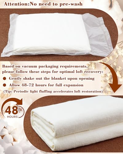 FIVEIZERO 100% Cotton Quilt Batting,60"X45" Cotton Batting for Quilting - size: 60"x45"