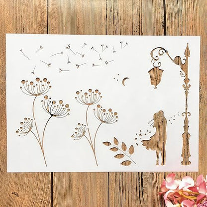 TIAMECH A4 Reusable Lover Street Light Stencil for Painting - style: Lover Street Light