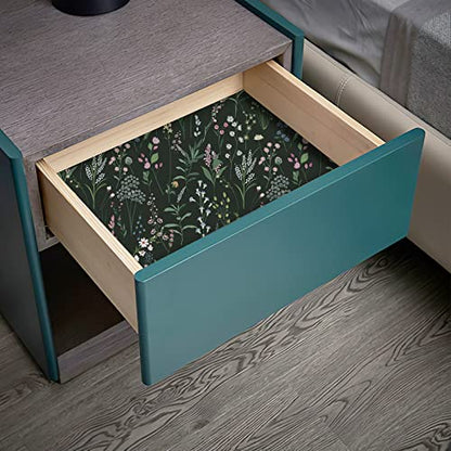 JiffDiff Dark Green Botanical Floral Peel and Stick Wallpaper, 17.3" x 118" - color: Dark Green, size: 17.3" x 118"