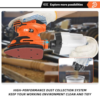 Prostormer Detail Sander, 13000RPM Mouse Sander, 1.6A Electric Palm Sanders - color: Orange