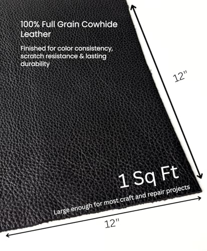 Natural Grain Cow Leathers: 12'' x 12'' Pre-Cut Leather Pieces (Black, 1 Piece) - color: Black, size: 1 Piece