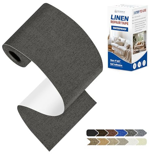KING MOUNTAIN Linen Repair Patches, Self-Adhesive Fabric Patches, 4 X 63 inch Extra Size, Multi Color, Can be Used for Sofa Repair (Dark Grey) - color: Dark Grey, size: 4" Wx 63"L
