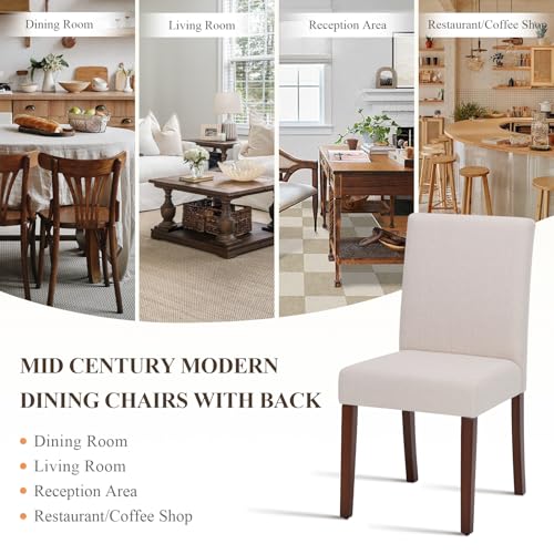 MALOL Upholstered Dining Chairs Set of 2, Fabric Dining Room Chairs, Modern Wooden Dining Chair, Kitchen Side Chairs, Farmhouse Dinner Chair with High Back for Kitchen, Beige - color: Beige, size: Set of 2