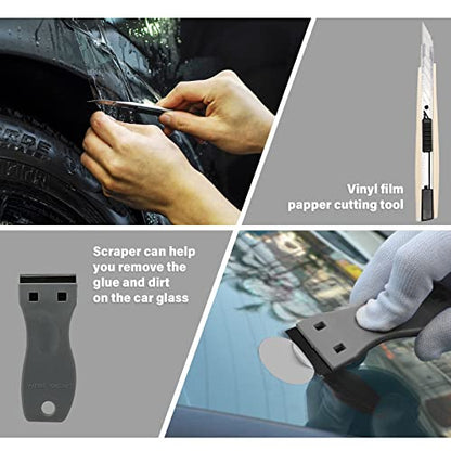 Gomake Vinyl Wrap Tool kit Window Tinting Tools Car Wrap Kit Wallpaper Smoothing Tool Window Tint Installation Kit with Felt Squeegee, Wrap Stick Squeegee,9mm Utility Knife for Car Wrapping