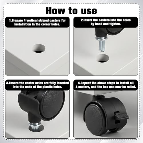 4Pcs 1 Inch Swivel Caster Wheels, Locking Casters Heavy Duty