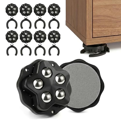 Self Adhesive Caster Wheels, 360 Rotation Furniture Rollers (8 Pack, Black) - color: Black