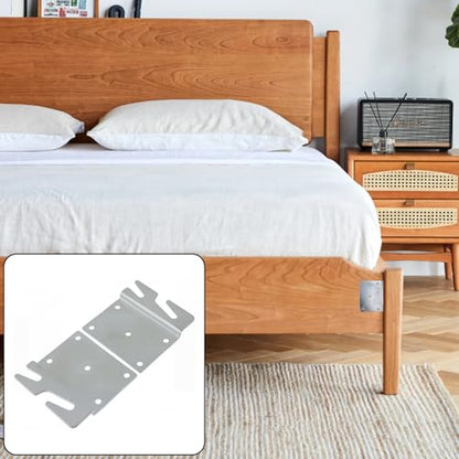 Mcredy 2 Pcs Heavy Duty Wood Bed Rail Hooks Plates Replacement with Screws - size: Silver, 2 pieces
