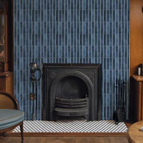 10 Sheets Thicker Design Peel and Stick Backsplash, Self Adhesive Wall Tiles, Stick on Backsplash for Kitchen and Bathroom, 11.8"x11.8" - color: Blue with Blue Grout