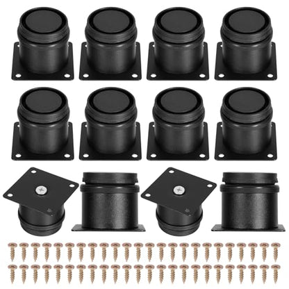 Set of 12 Stainless Steel Furniture Legs 2 Inch, Adjustable Round Cabinet Legs with Screws, Metal Replacement Leg for Cabinet Sofa Couch Shelves Table (Black)