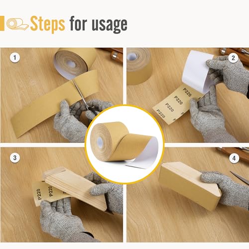 220 Grit Sandpaper Roll 20 Yard x 2-3/4” Wide PSA Longboard Sandpaper with Adhesive Backing Sand Paper for Woodworking,Automotive,Sanding Blocks - style: 220Grit