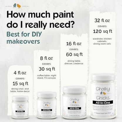 Chalky Chicks Buttermilk 16 Fl Oz Chalk Paint for Furniture All in One - color: Buttermilk (White), size: 16 Fl Oz (Pack of 1)