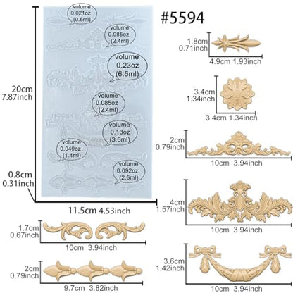 Silicone Mold for Polyclay Air Dry Clay Plaster Crafts Rococo Bow Swag - color: Swag Accents #5594