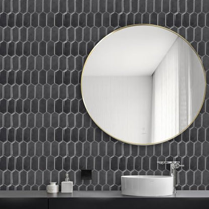 Alwayspon 10 Sheets 12" x12inch Black 3D Vinyl Backsplash Tiles, Self-Adhesive Peel and Stick Wall Tile Stickers Stick on Subway Tiles for Kitchen Bathroom Wall - color: Black