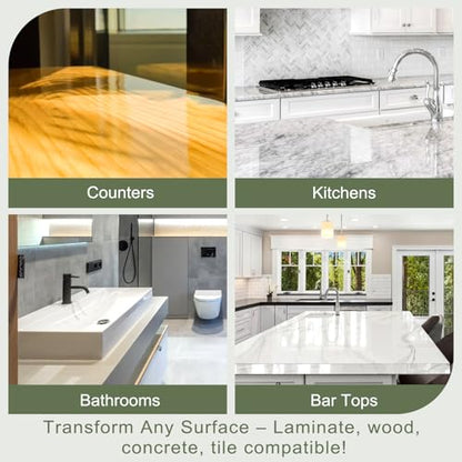 Stone Ultimate Top Coat Epoxy | DIY Epoxy Countertop Kit | Scratch Resistance, Yellowing Resistance – for Countertops, Bar Tops (Glossy Finish)