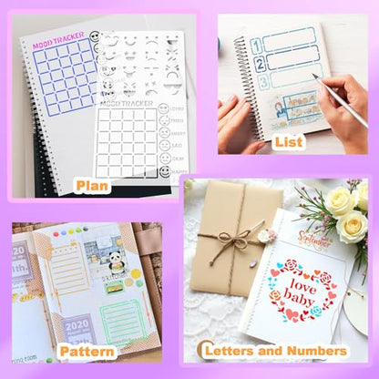 Yazhiji 36 PCS Journal Diary Stencils, Planner Stencils for Junk Journal Notebook Diary Scrapbooking DIY Supplie Drawing Template Journal Stencil 4x7 Inch - color: Journal Diary
