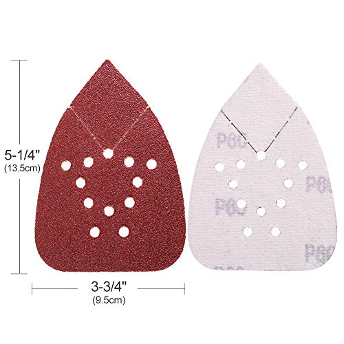 LotFancy Sanding Pads for Black and Decker Mouse Sanders, 50PCS 60 80 120 150 220 Grit Sandpaper Assortment - 12 Hole Hook and Loop Palm Detail Sander Sanding Sheets Sand Paper - size: 60/80/120/150/220 Grit