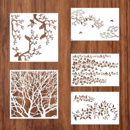 Ymapinc Wall Stencils for Painting, 5Pcs Leaf Vine Pattern Large Reusable