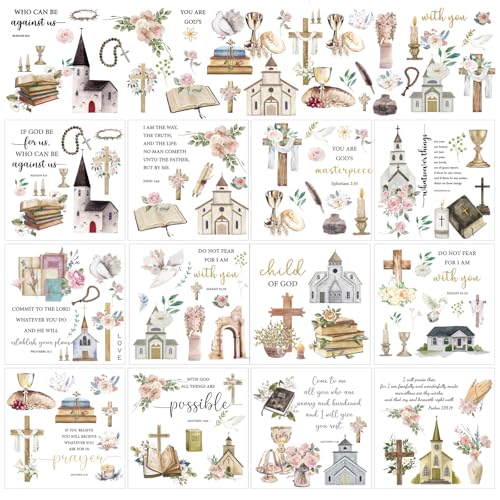Rngmsi 12 Sheets Religious Christian Rub on Transfers for Crafts Furnitures - style: Christian