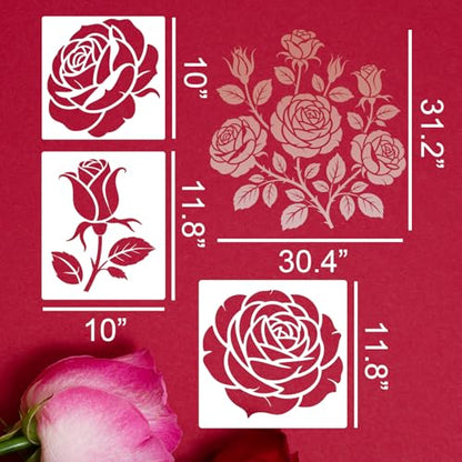 Large Flower Stencils for Wood Fence Rose Stencil - style: Rose