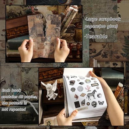 Prstincol Vintage Aesthetic Washi Stickers and Papers, 40 Sheets - style: celestial ocean